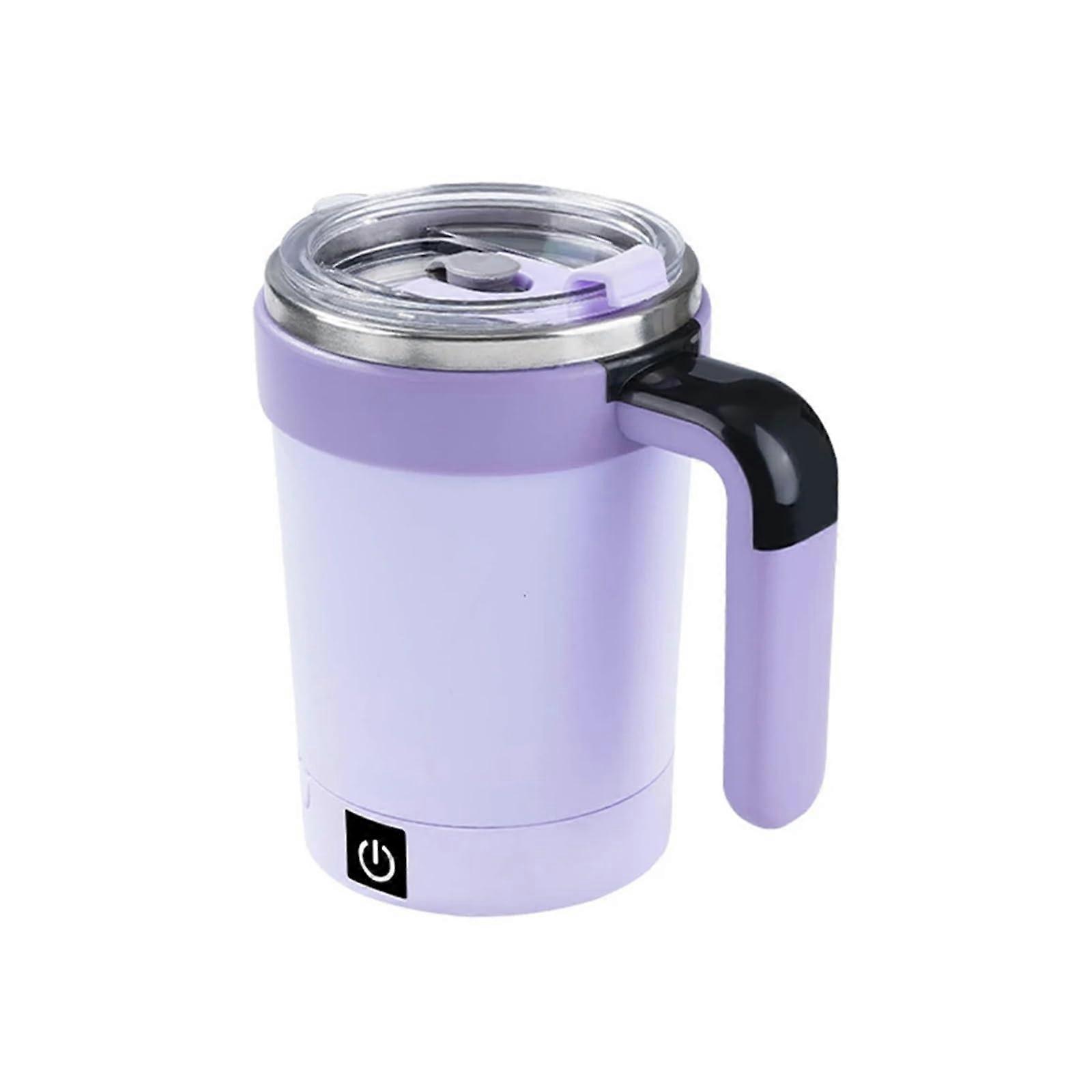 Self Stirring Mug Rechargeable Stainless Steel Automatic Mixing Cup with Touch Temperature Display Purple