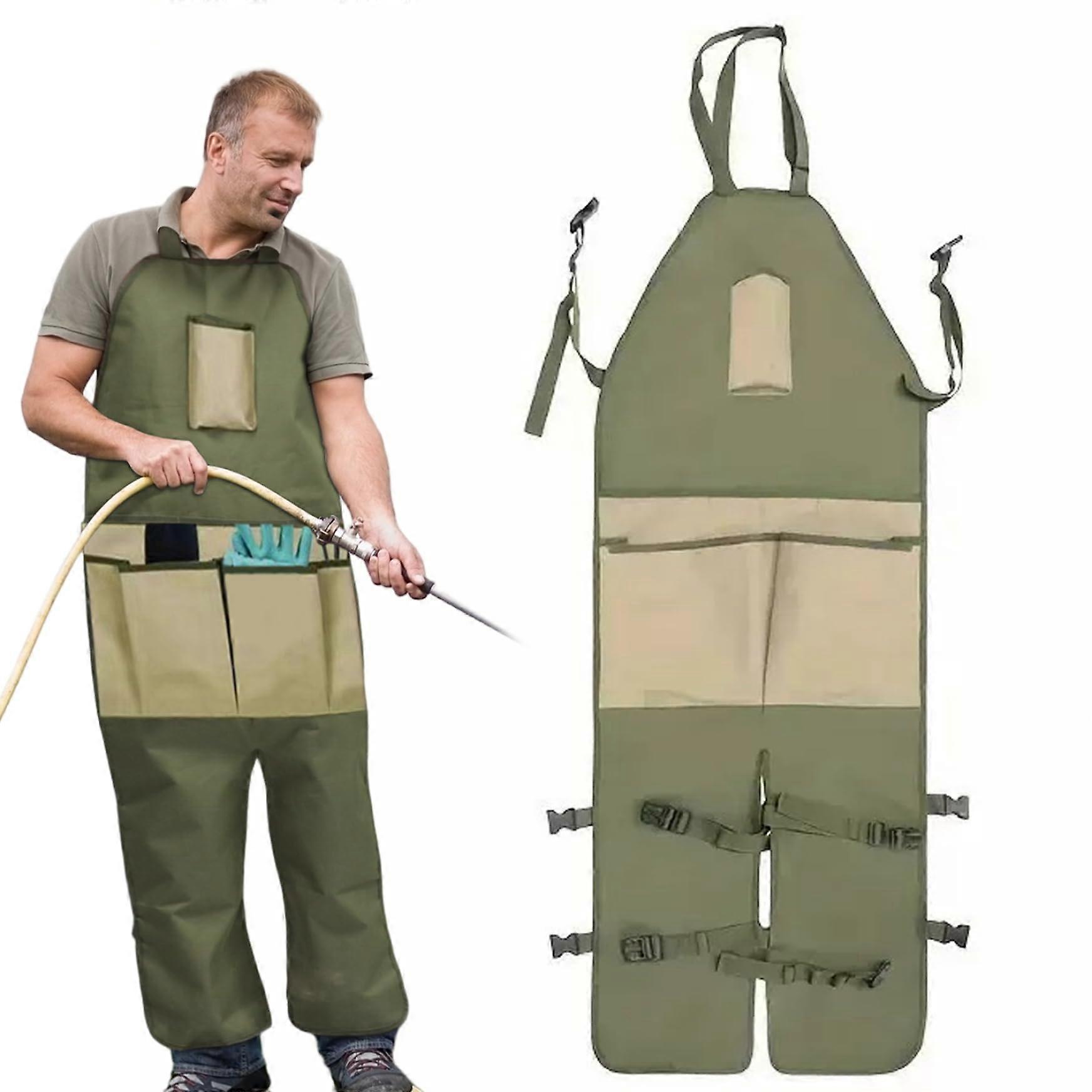 Gardening Apron with Multiple Pockets, Split Leg, Adjustable WaterResistant Oxford for Work