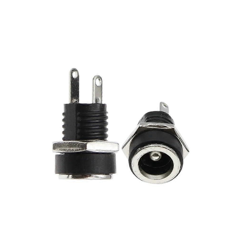 10pcs 5.5x1.35mm DC Power Jack Socket 2 Terminal Panel Mount Female Connector for Electronics