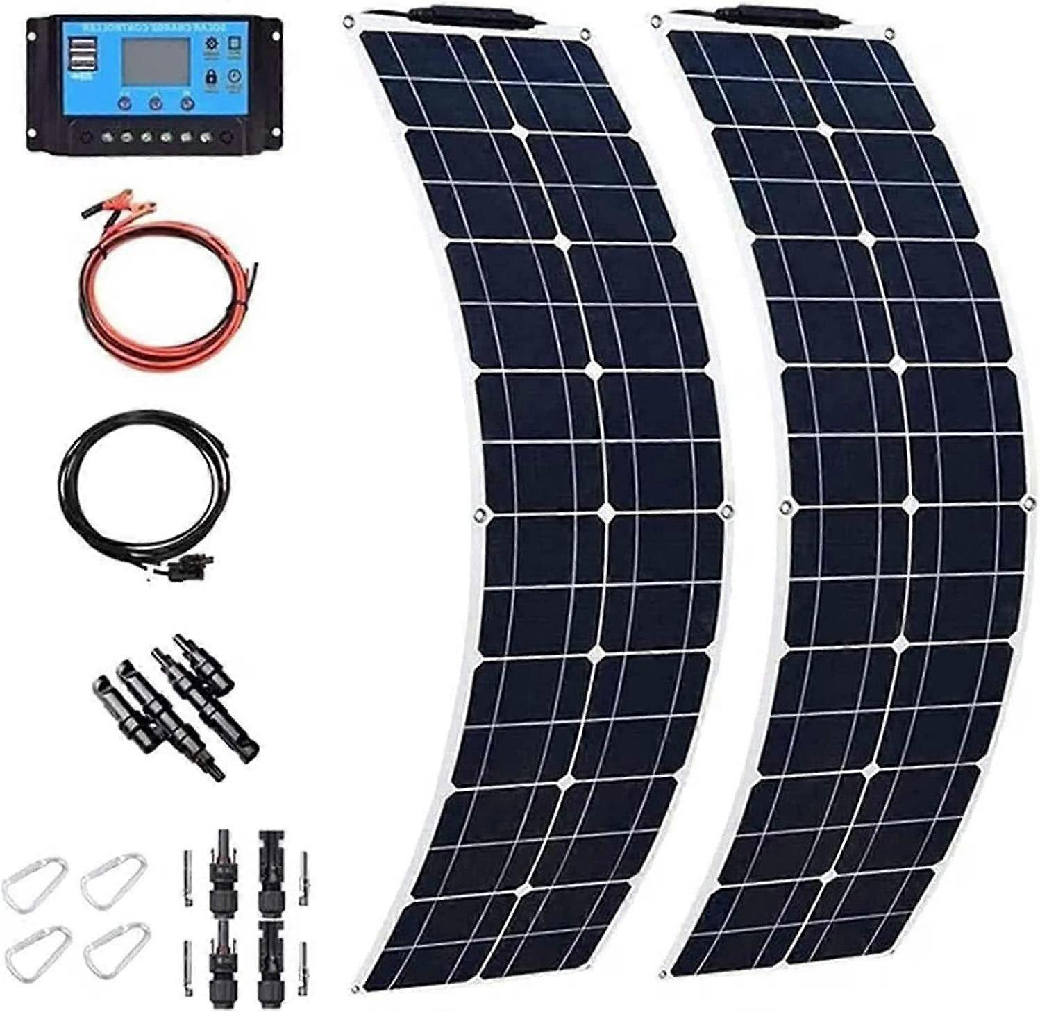 200W Flexible Monocrystalline Solar Panel  Efficiency Waterproof Bendable Charger for RV Boat Camper