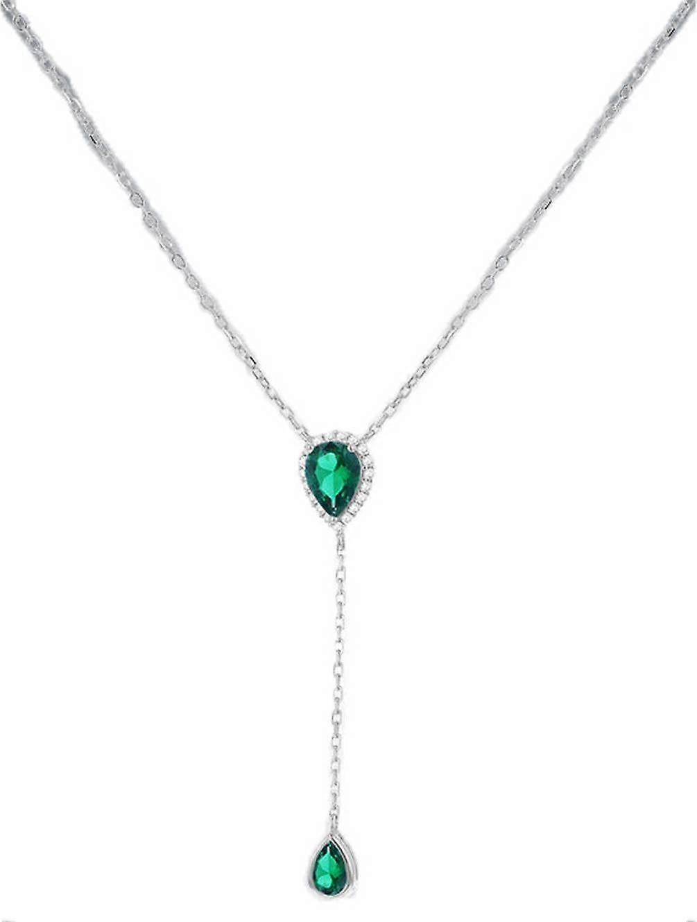KJ Beckett Teardrop Adjustable Lariat Necklace - Silver/Green