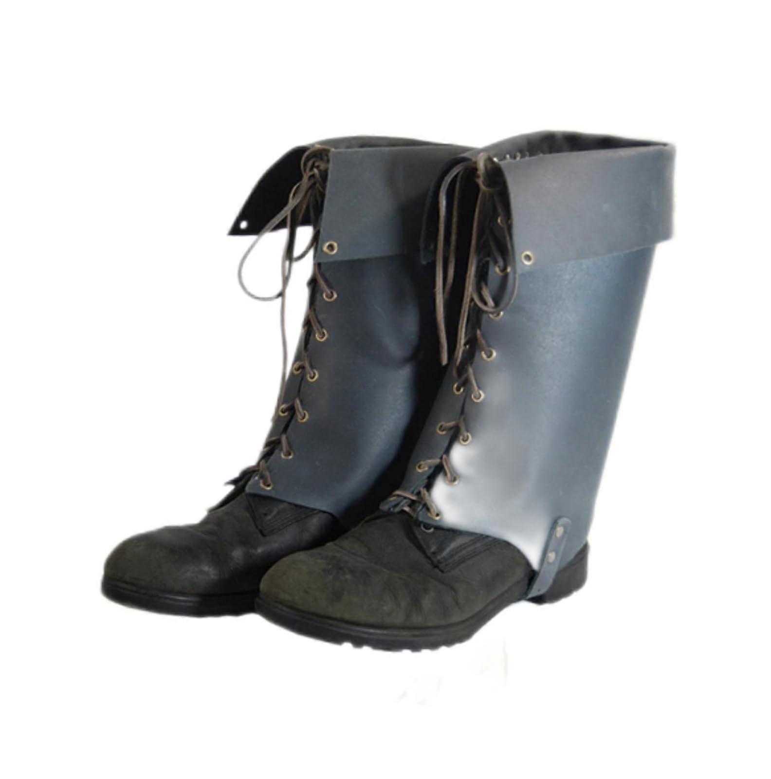 Leather Leg Guards Retro Samurai Style Adjustable Fit Durable Protection Blue M