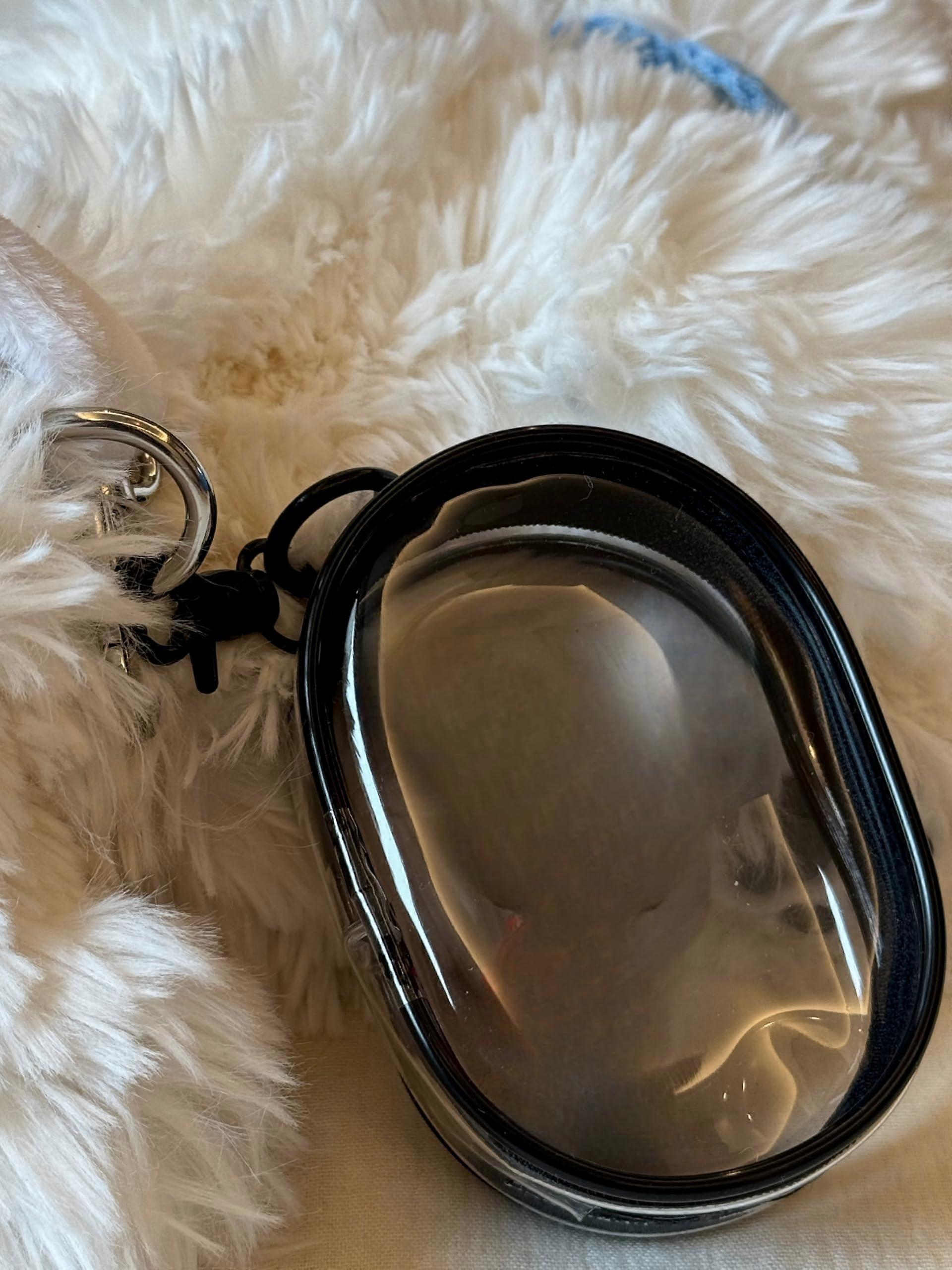 Mini Doll Display Case with Keychain, Transparent Waterproof Dustproof Storage Box for Figurines (Black)