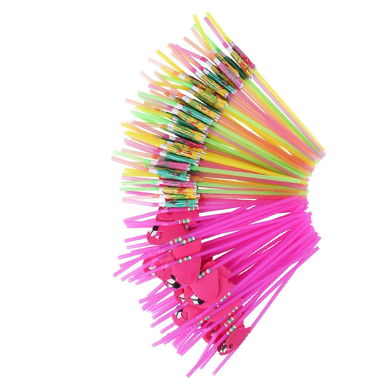 Flamingo and Umbrella Ounona for Drinking Use 100Pcs Set