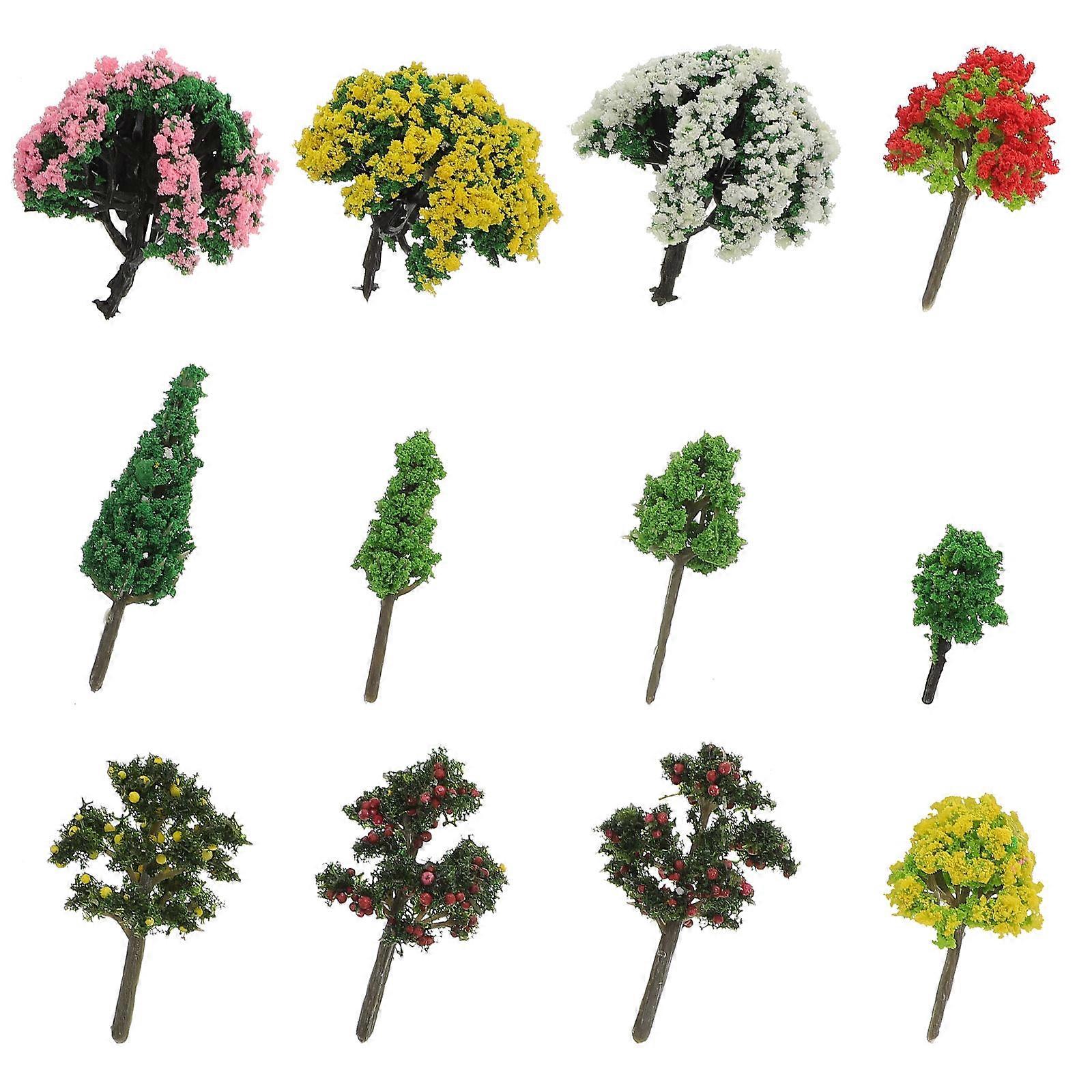 Mini Tree Decor Plastic Tree Models for Decoration 60Pcs Micro Landscaping Props