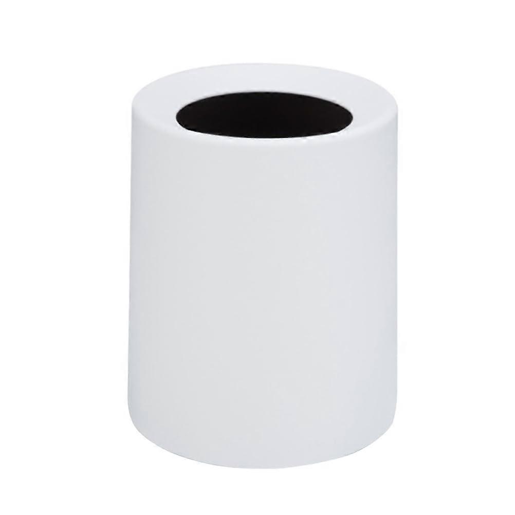 Small Trash Can White Plastic Garbage Bin 8L Compact Square Design for Kitchen or Room