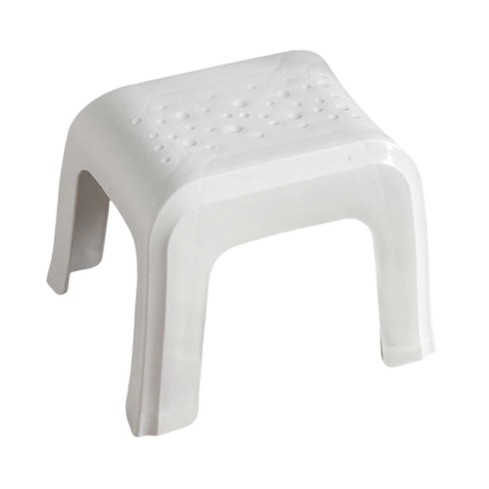 Step Stool White Compact Shower Stool for Bathroom and Bedroom, Lightweight MultiPurpose Footstool