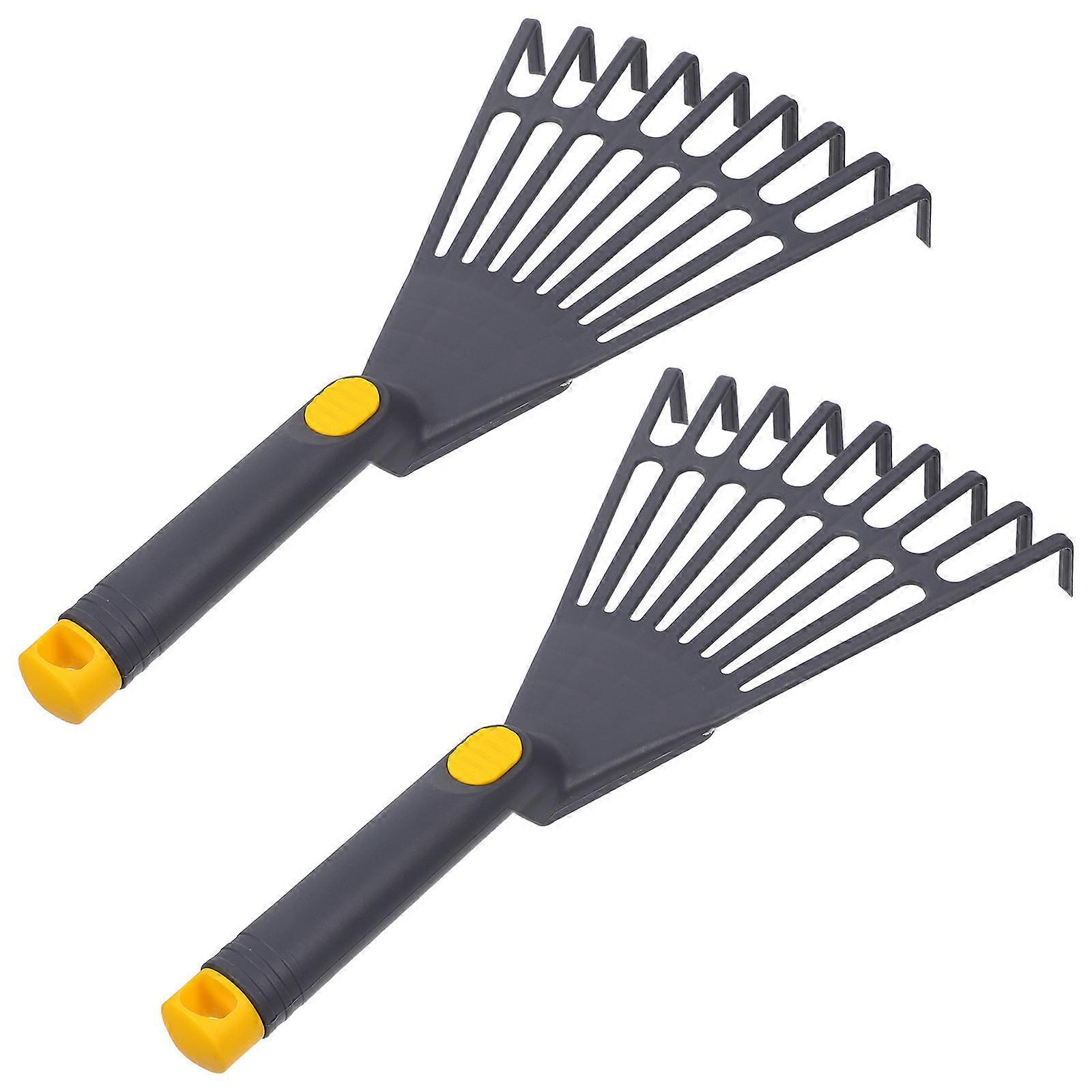 Leaf Rake for Gardening Plastic Hand Rake with Comfortable Handle 2Pcs