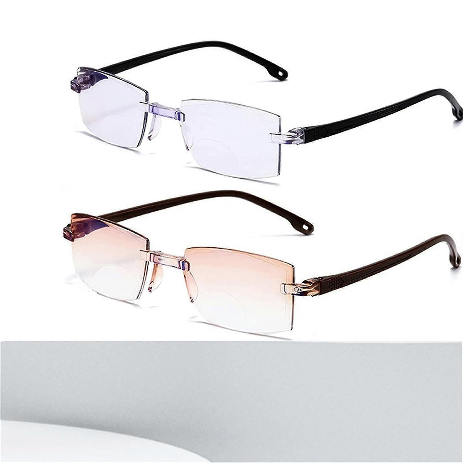 Progressive Bifocal Reading Glasses +1.50 Blue Light Blocking Scratch Resistant TwoTone Frame