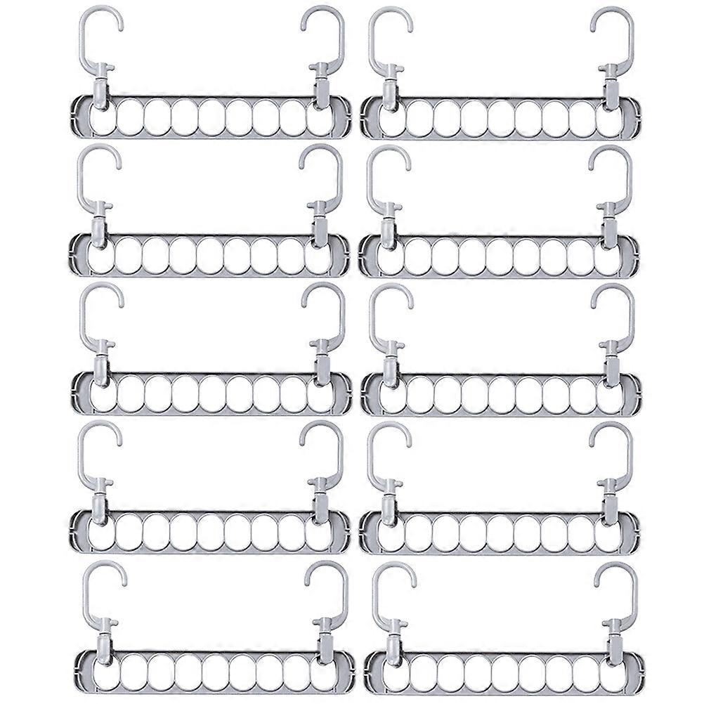 Grey Clothes Drying Rack for Storage Use 10Pcs Multifunctional Hanger