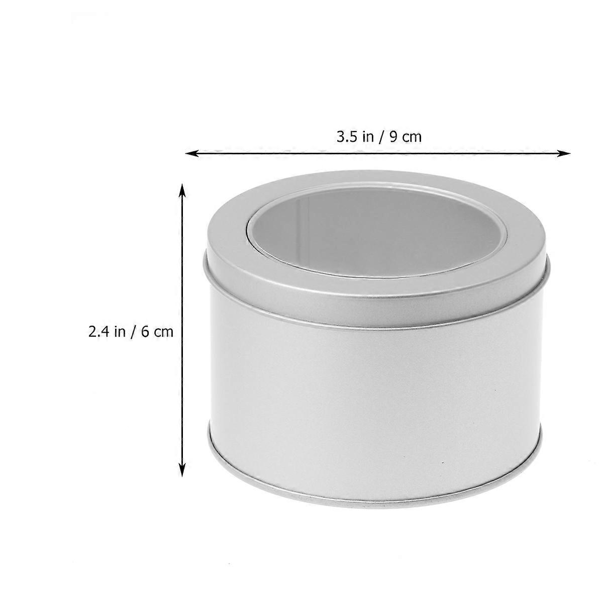 Metal Iron Box Candy Case for Storage 12Pcs Round Empty Boxes Silver