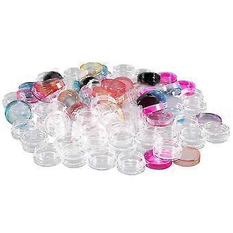 50 Pieces Plastic Pot Jars Empty Cosmetic Container with Lid for Creams Sample Make-up Storage, 5 g, 10 Colors