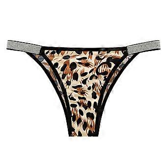 Leopard Print Nylon Panties Breathable G-String Briefs Breathable Ladies Underwear Multiple Color and Size  big yellow leopard S