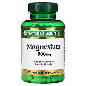 Nature's Bounty, Magnesium, 500 mg, 200 päällystettyä tablettia, 2 pakkausta