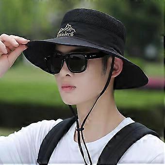 Summer Men Camping Big Brim Sun Protection Fisherman Hat Outdoor Riding Mountaineering Fish Hat Hiking Breathable Hat