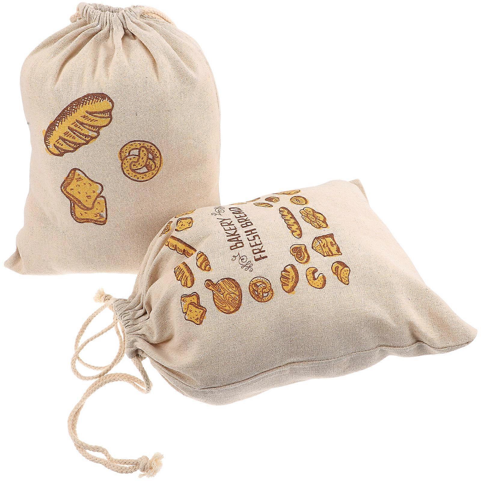 Drawstring Bread Bag Linen Bread Bags for Baking 2Pcs Reusable Storage