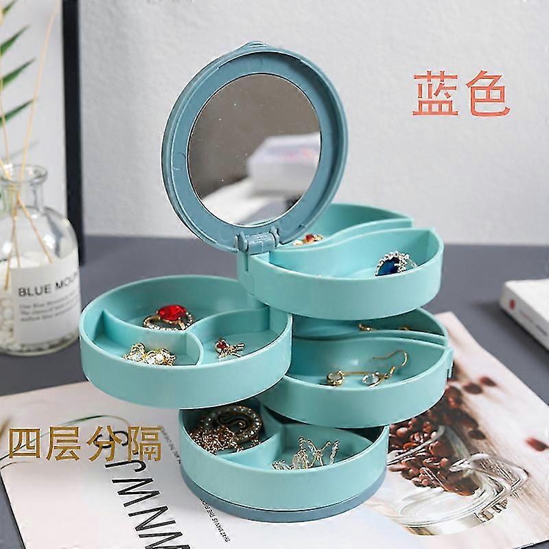 Large Capacity Rotating Jewelry Box, Multi-layer Storage Box, Blue