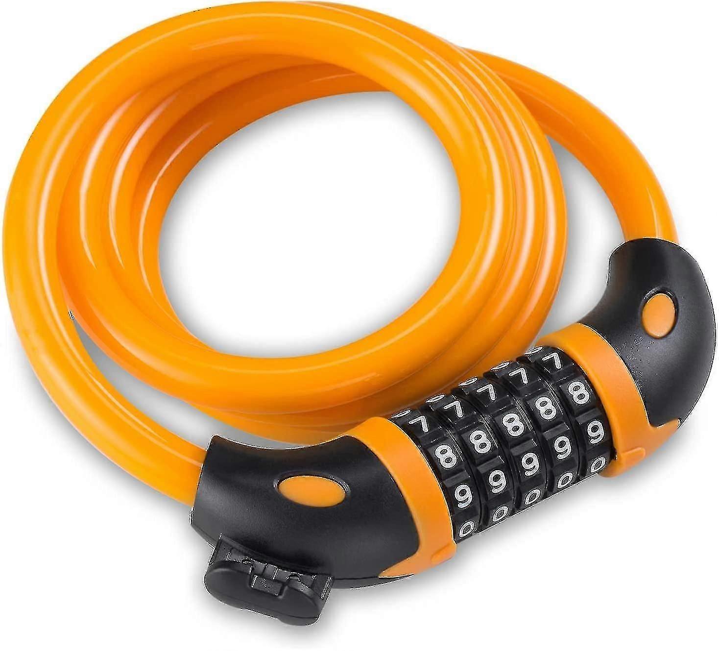 Bicycle Lock With 5 Digit Code 1.2m/4 Feet Bicycle Cable Lock (orange)