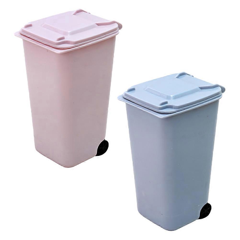 2Pcs Desktop Garbage Pails Multi-function Trash Cans Decorative Garbage Cans Home Accessory