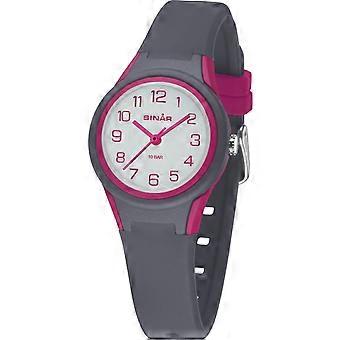 SINAR Youth Watch Kids Wristwatch Analog Quartz Silicone Band XB-47-8 Grey Pink