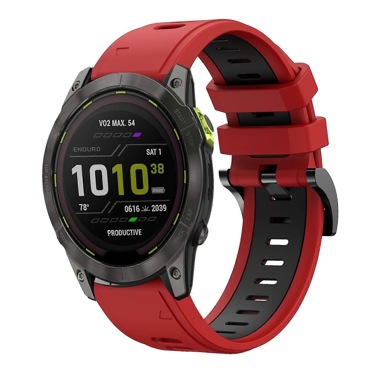 For Garmin Enduro 3 Two-tone Sport Silicone Wristband 26mm Red / Black