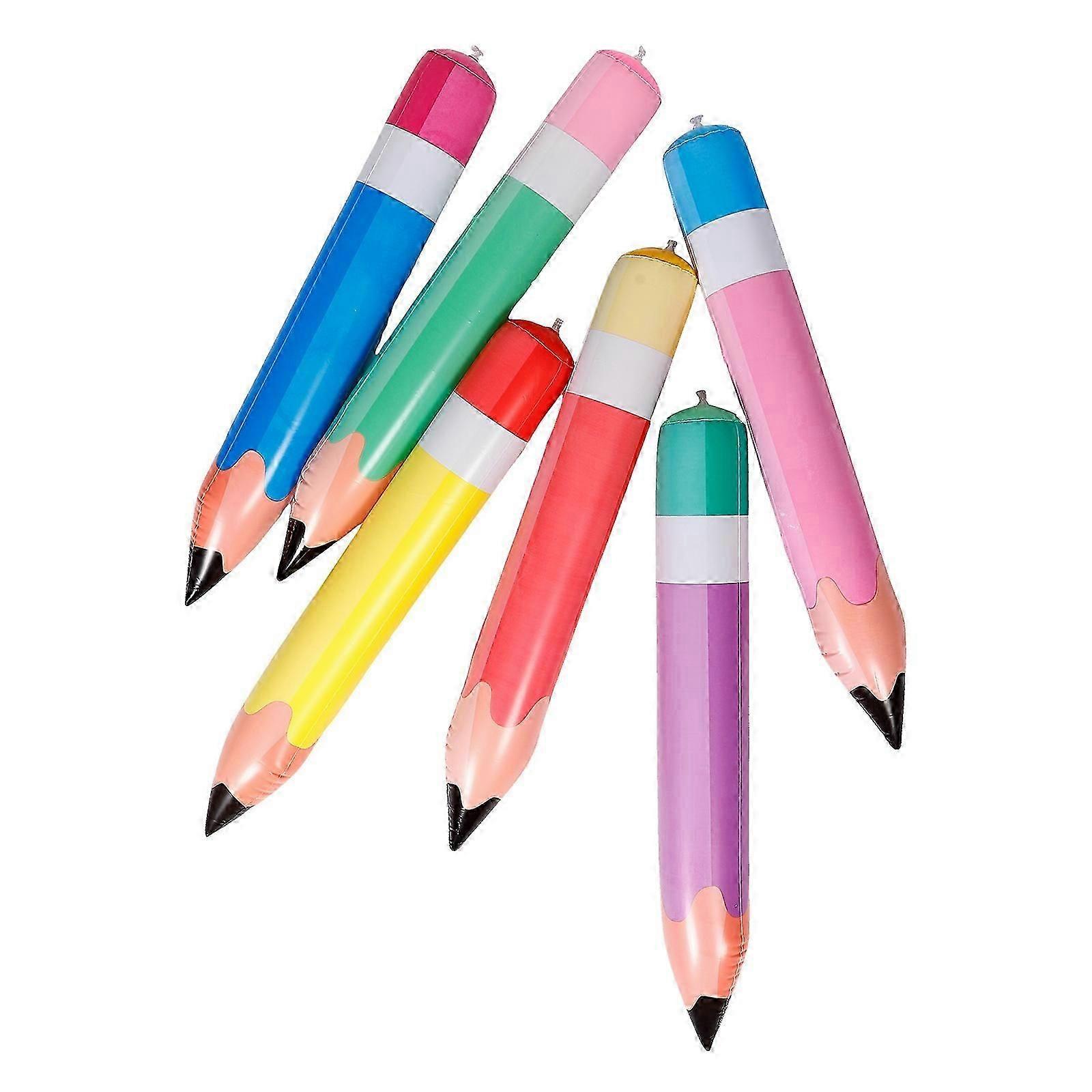 Inflatable Pencil Props, PVC Material, Decoration Supplies, 6Pcs Assorted