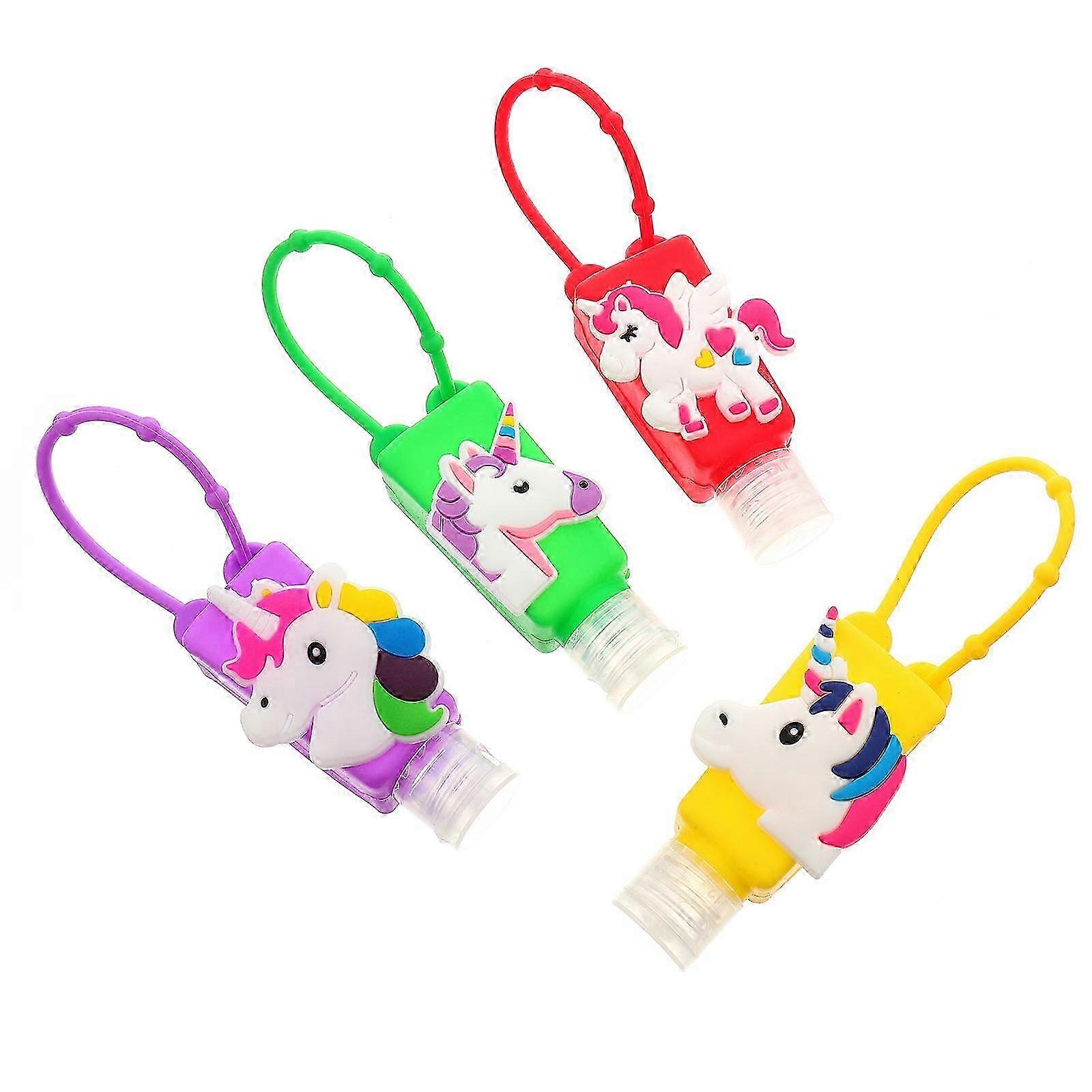 4PCS Travel Bottle Holder Unicorn Pattern Plastic Bottle Protective Case