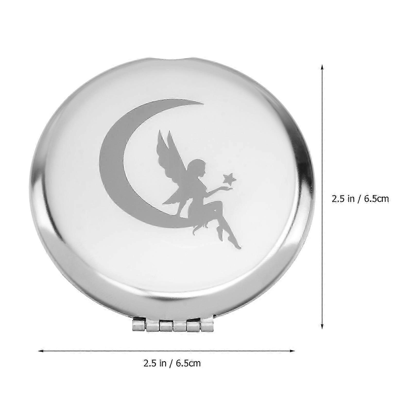 Folding Makeup Mirror Silver Metal Carving Pattern Mirror 1Pcs Compact