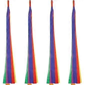 4Pcs Rainbow Dance Ribbons Hand Held Rhythm Streamers Chromatic Assorted Colors Silk Fairy Sticks Ribbon for Decorating Christmas Valentines Party