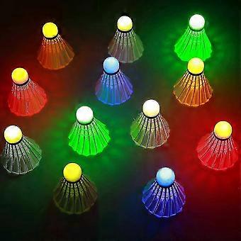 Set di 6 volani da badminton a LED, volani da badminton luminosi al buio, volani da badminton compatibili con Ind