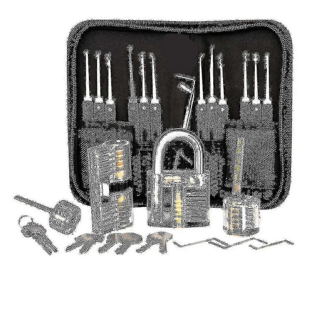 Lock Picking Kit, 25-piece Lock Picking Kit, Practice Tools With 3 Clear Locks-YUHAO