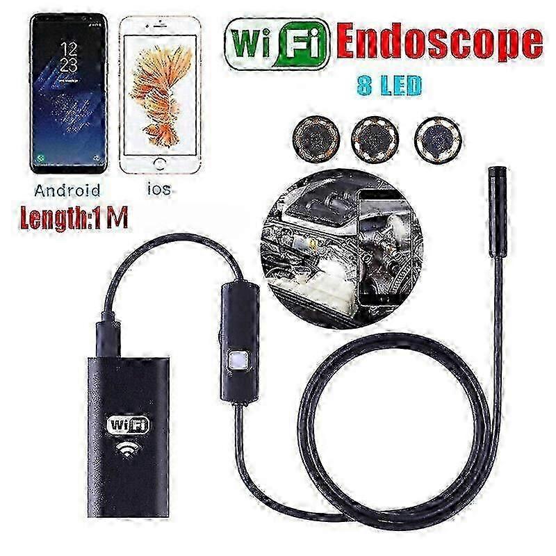 8 LED 5M WIFI Endoscope Wireless Borescope Inspection Camera For iPhone Android 1M,l