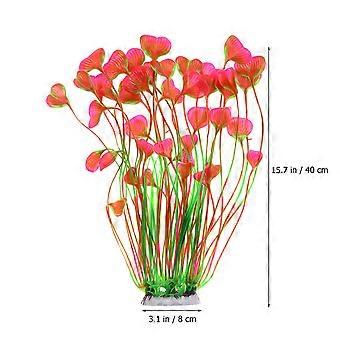 Plantas artificiais de plástico para aquário, decoração para tanque de peixes, grama artificial rosa.