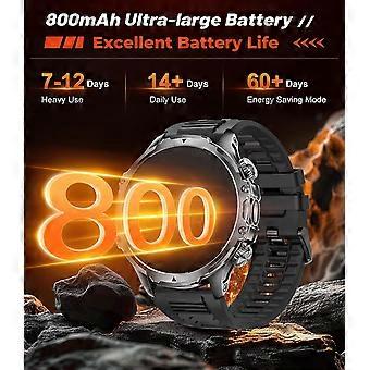 SUNKTA Smart Watch dla mężczyzn, 1,85" HD/bateria 800 mAh, inteligentny zegarek z latarką LED (odbieranie połączeń/połączenia przez Bluetooth), monitor aktywności z funkcją pomiaru tętna/s