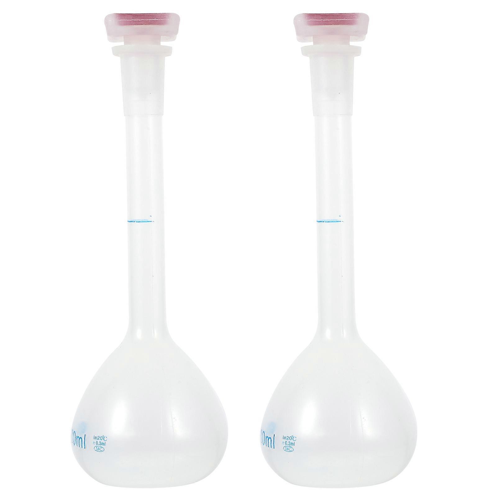White Laboratory Capacity Volumetric Flask for Multi-Functional Use 2Pcs