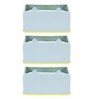 Soporte para pala de arena para gatos, organizador de plástico, azul cielo, diseño de gato adorable, base estable, compatible con varias palas de arena para gatos, paquete de 3 para el cuidado de mascotas.