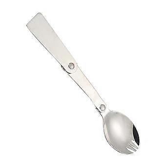 Colher de aço inoxidável dobrável, multifuncional e portátil, ideal para piqueniques.