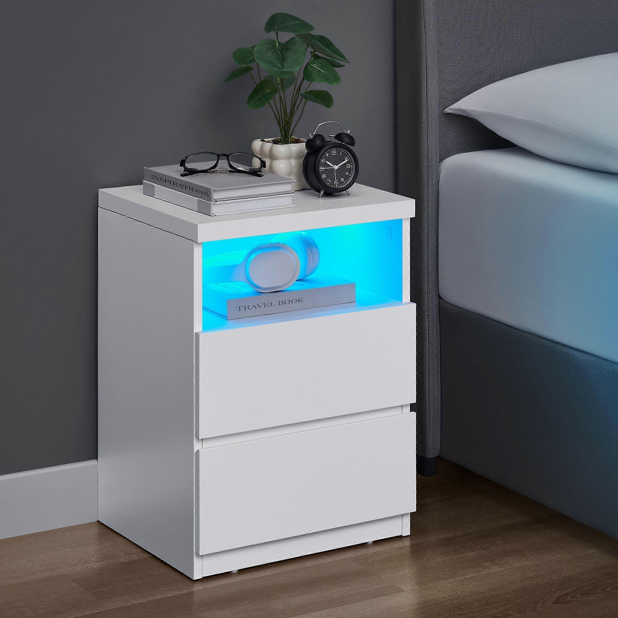 Nightstand with Adjustable LED Light 13.8"D x 15.7"W x 21