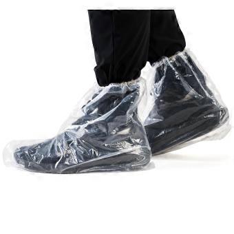 12 Pairs Disposable Waterproof Shoe Covers with Slip Resistant Sole, Transparent PE, One Size Fits Most