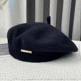 Damen-Baskenmütze aus Kunstkaninchenfell – Weiche, leichte Wintermütze, warme, elegante und nicht dehnbare Baskenmütze für kaltes Wetter, handwaschbar, ganzjährig tragbar
