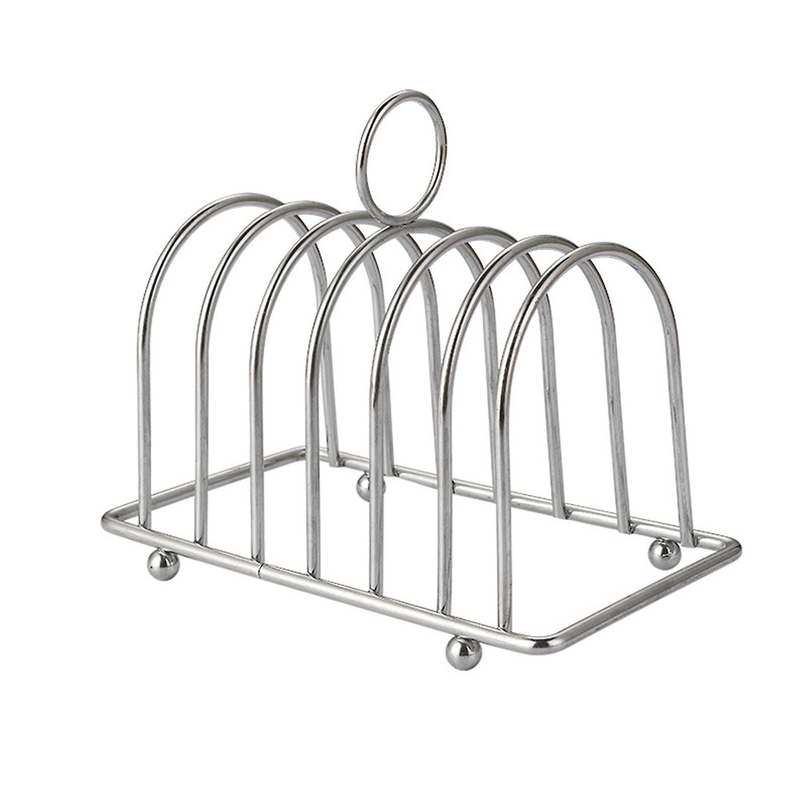 Toast Rack Electroplated Iron 6 Slice Slots Wire Cooling Rack With Handle Serveware Accessories