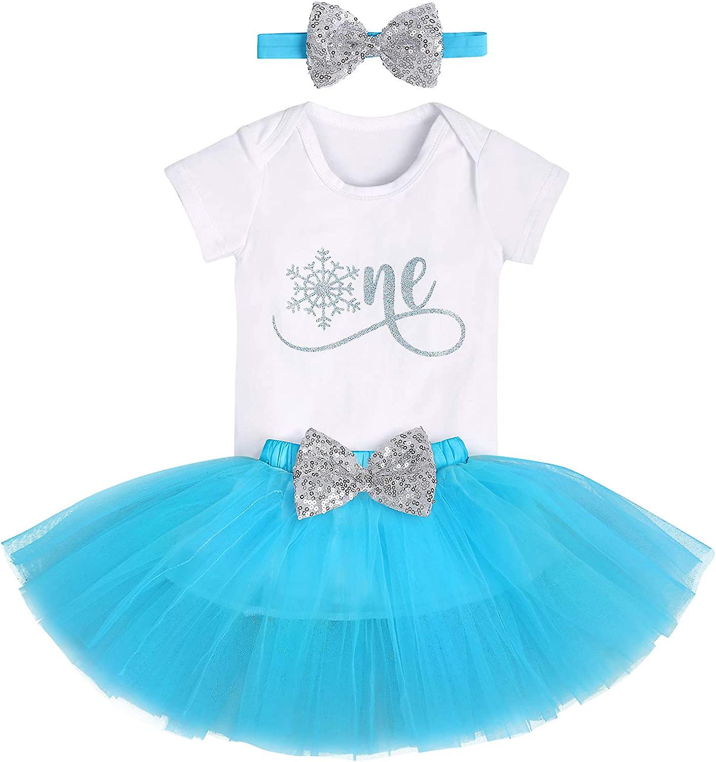 Cake Smash Wild One Första födelsedagskläder för flickor Snowflake-blue One