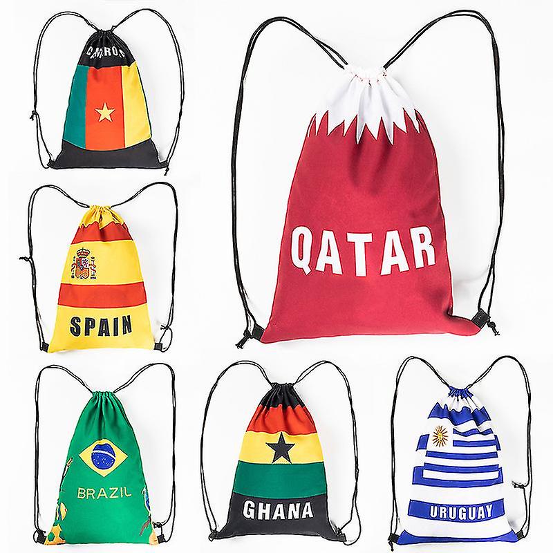 3 Pieces World Cup (ball Game) Fan Supplies Flag Football Drawstring Backpack Backpack World Cup Commemorative Gift