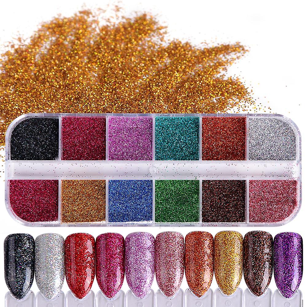 12pcs glitter de grão fino em cinzas