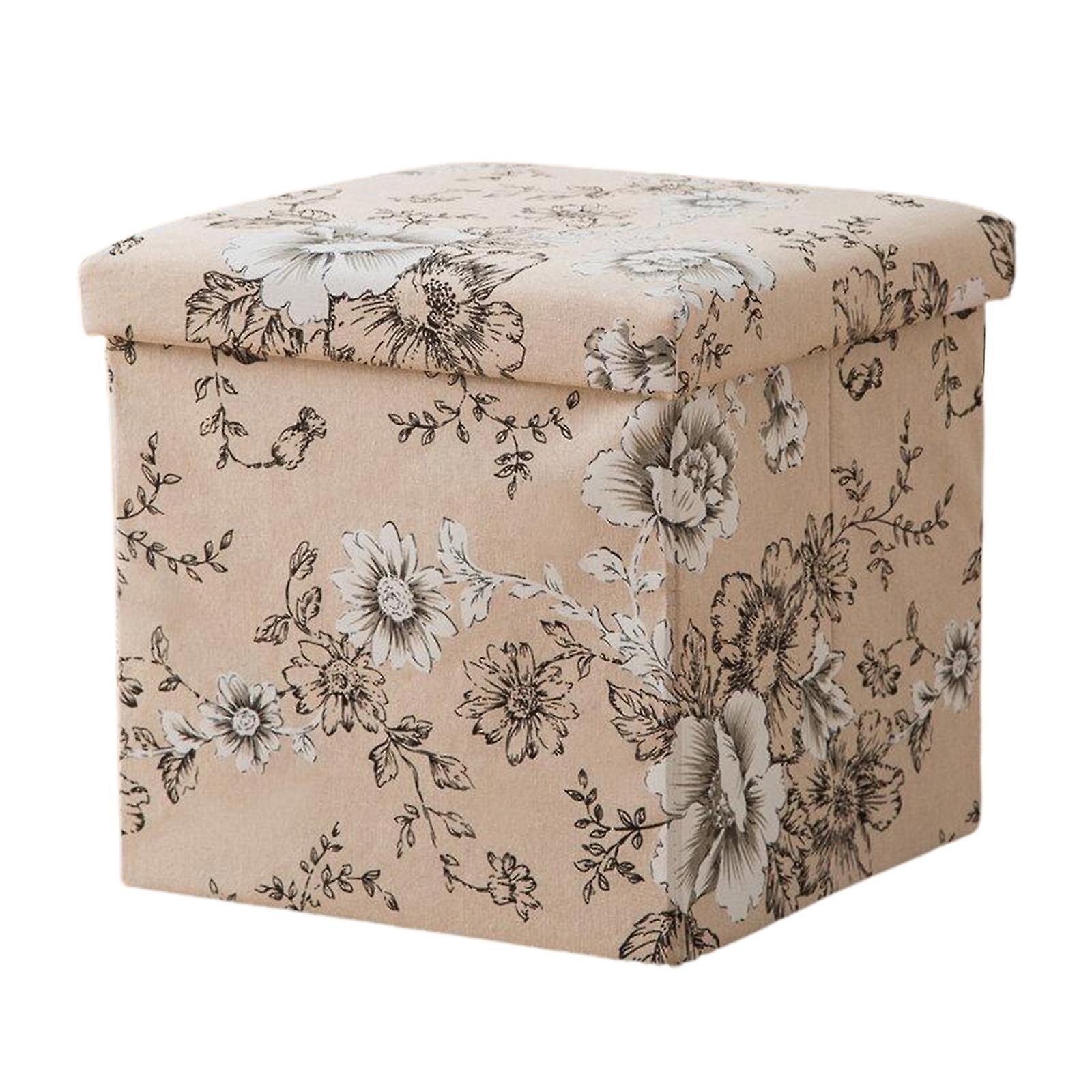 Square Foldable Storage Stool Ottoman Box Bench Cube Coffee Table Bin A