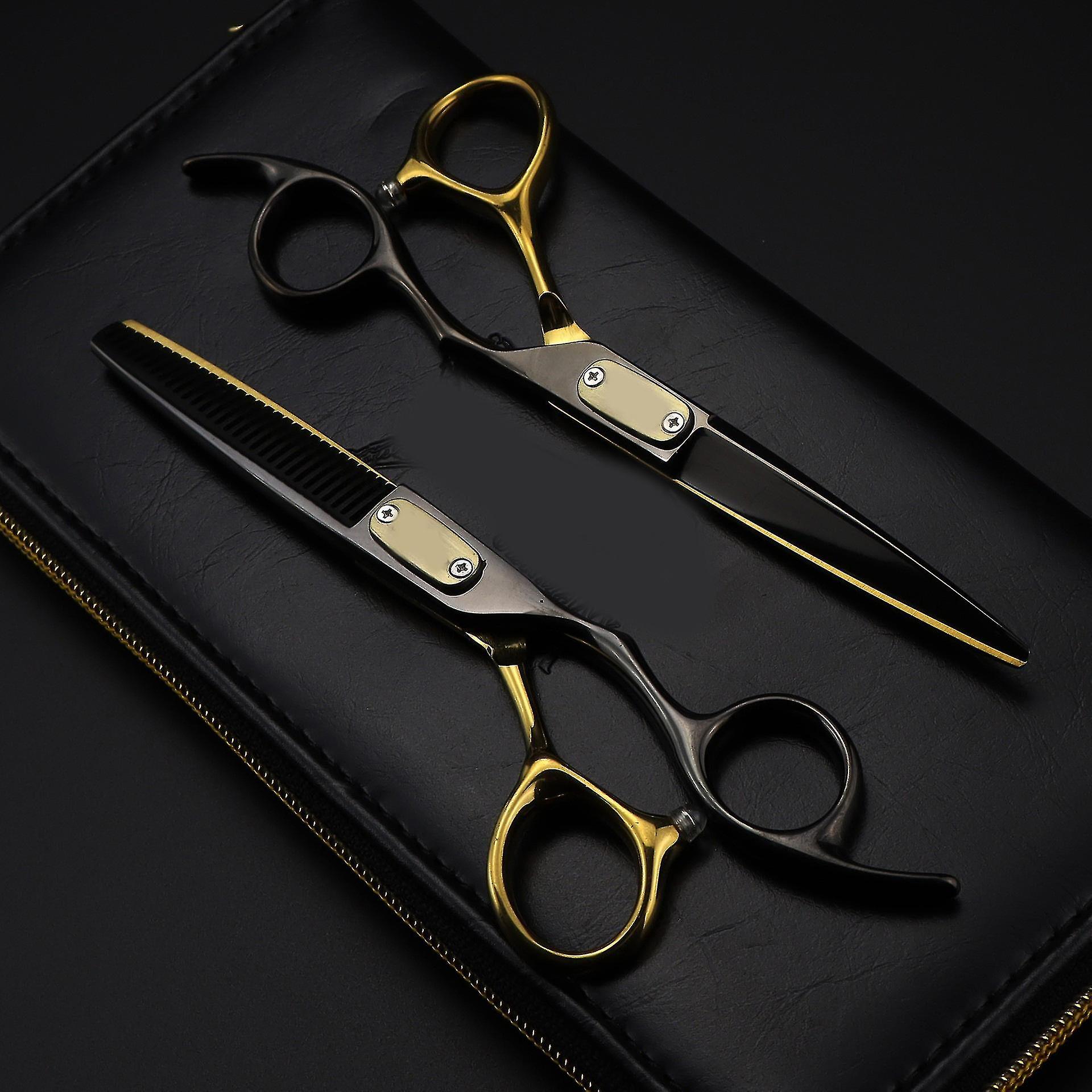 6.0 pollici nero e oro Bao parrucchiere forbici tagli di capelli forbici piatte bangs denti forbici forbici sottili