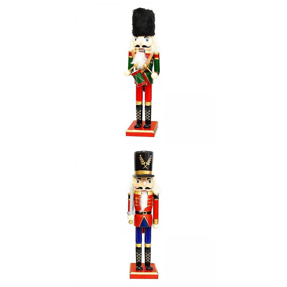 2x Festive Multi-Coloured Soldier Swordsman Nutcracker Tables Bedroom Decor