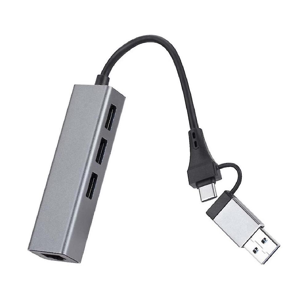 Aluminum Gigabit Network Card 1000mbps 3 Port 3.0 Hub 2 In 1 Cable Usb-c To Rj45 Driverless Network