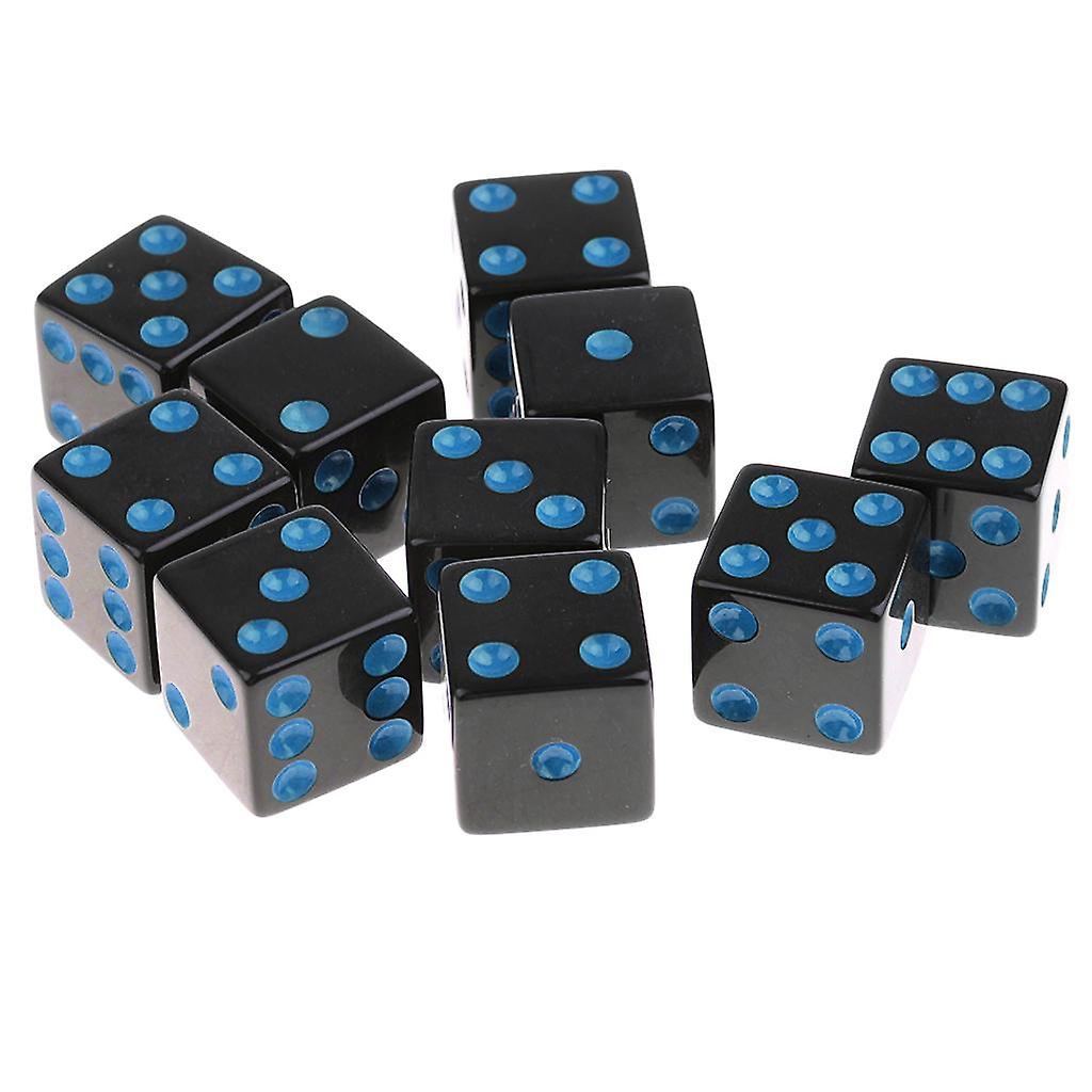 10 Pieces/Set Plastic Dice D6 6 Sided Dotted Dice for D&D RPG Toy Blue Pips