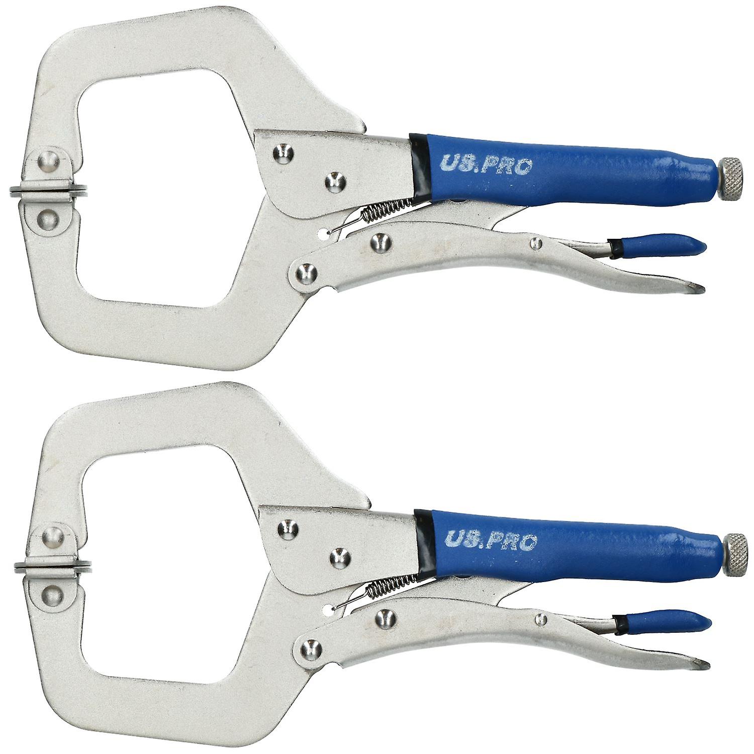 11" Welding Locking C Clamps Adjustable Fastener with Quick Release Grip 2 Pack